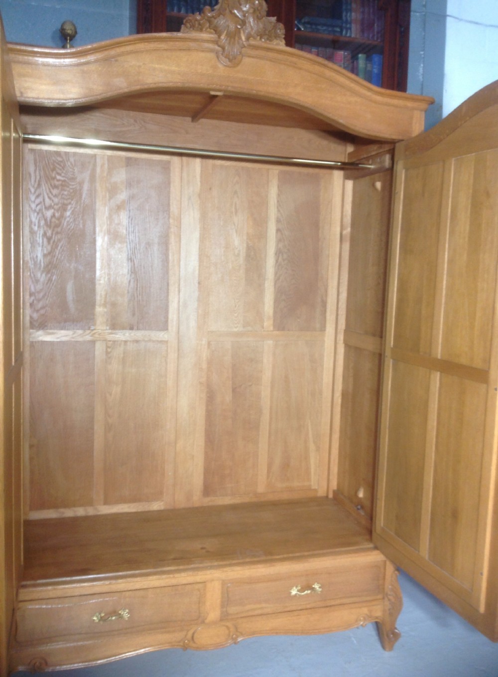 CARVED LIGHT OAK FRENCH ARMOIRE View V
