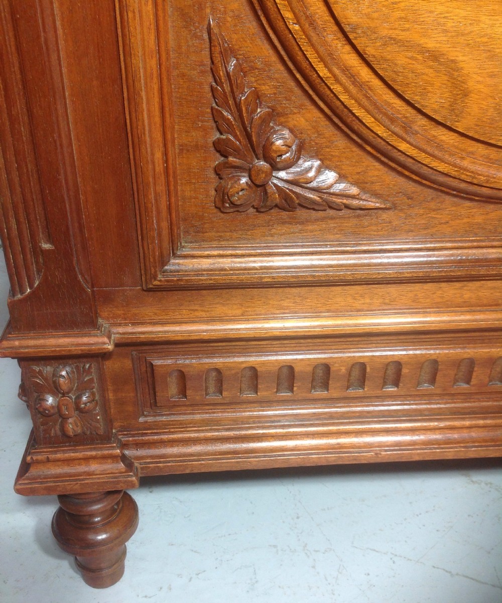 CARVED WALNUT FRENCH BED WITH BRASS DETAILING. View IV