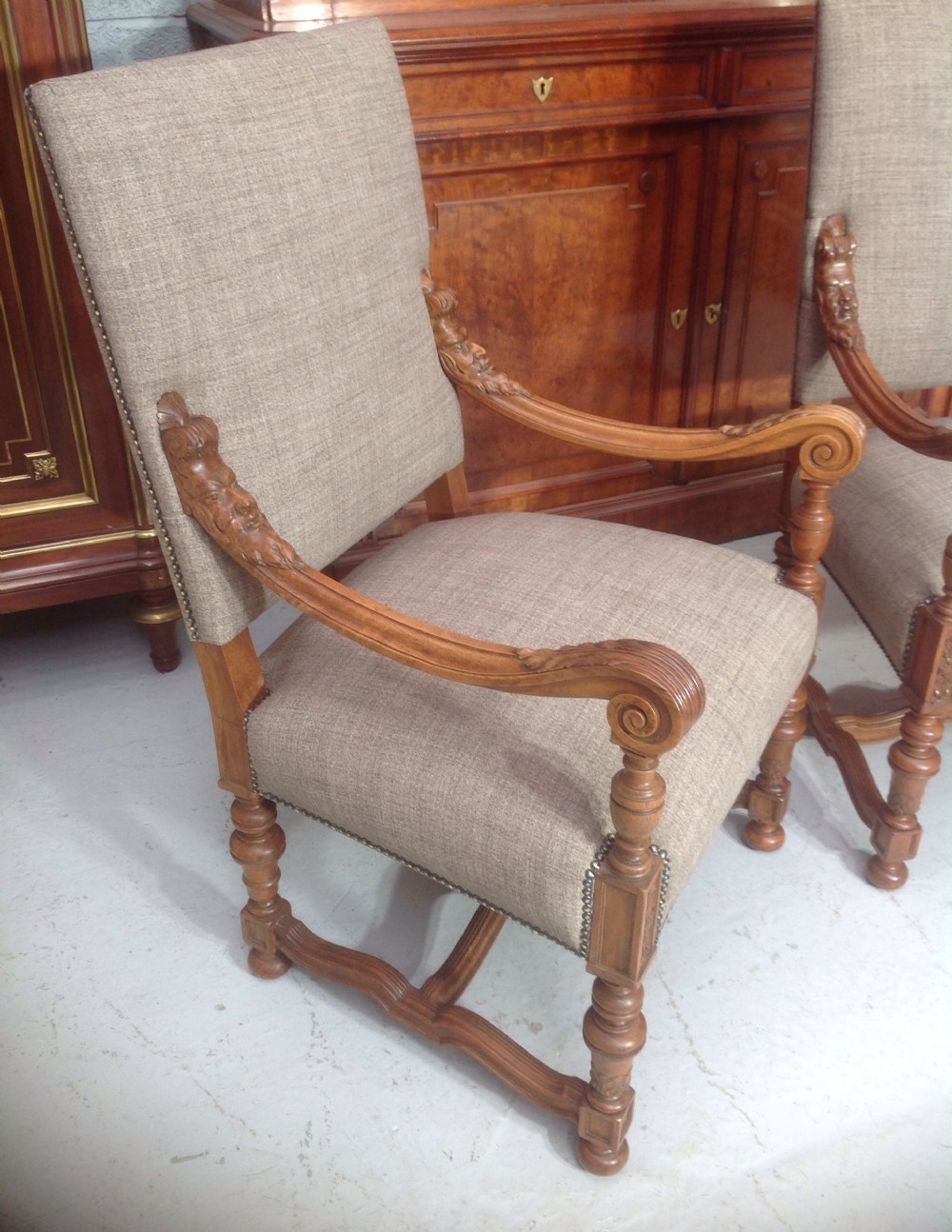 PAIR OF FRENCH WALNUT ARMCHAIRS View III