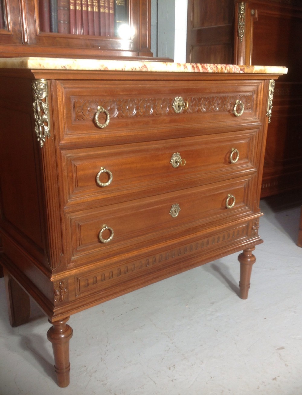 CARVED WANUT FRENCH COMMODE View II