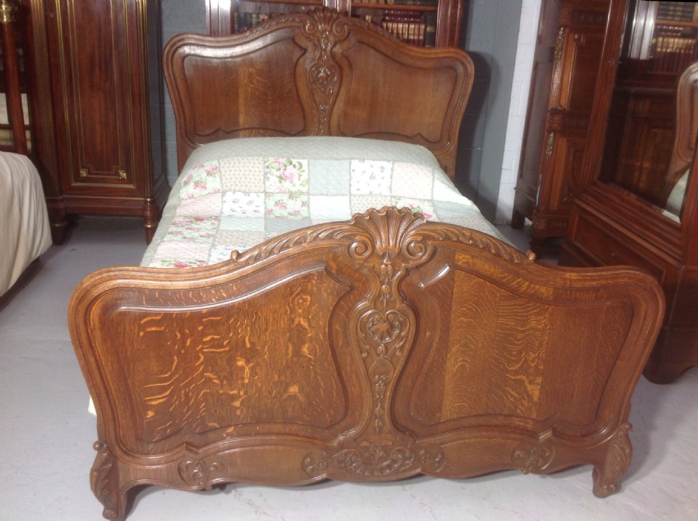 carved oak kingsize french bed - CATEGORY: ANTIQUE BEDS - DATED 1920