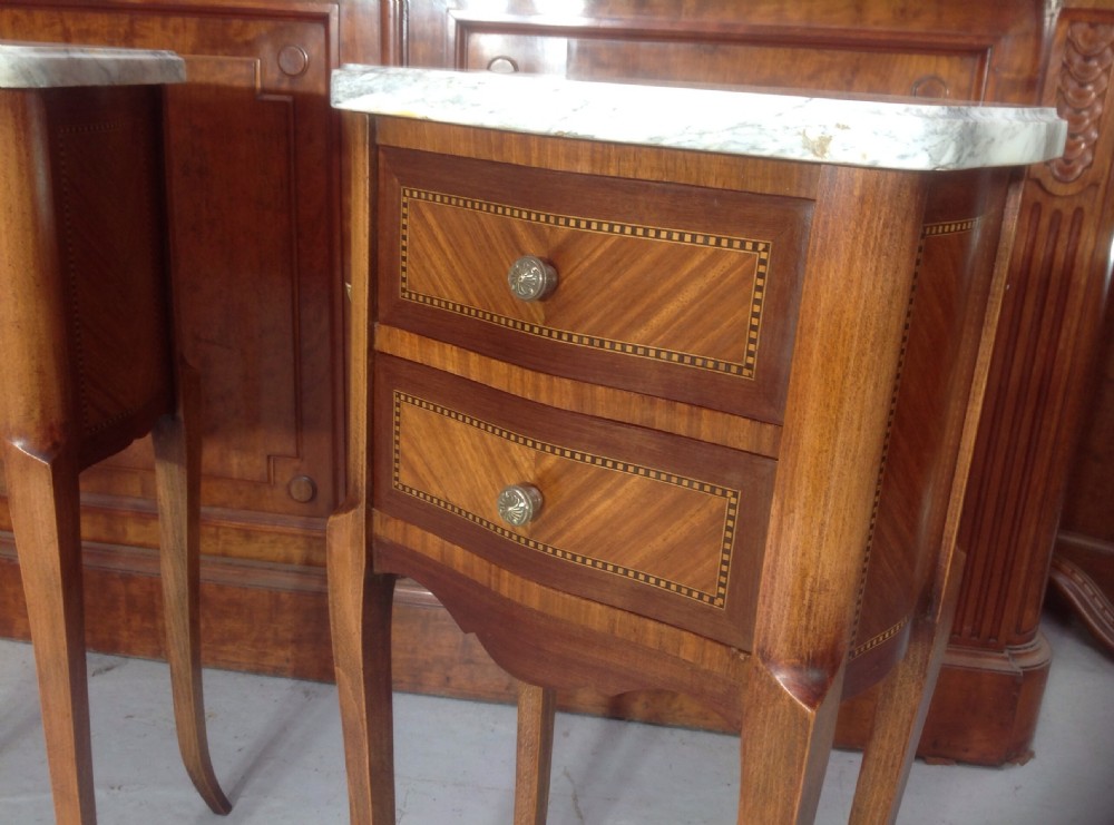 PAIR OF INLAID FRENCH BEDSIDE CABINETS View III