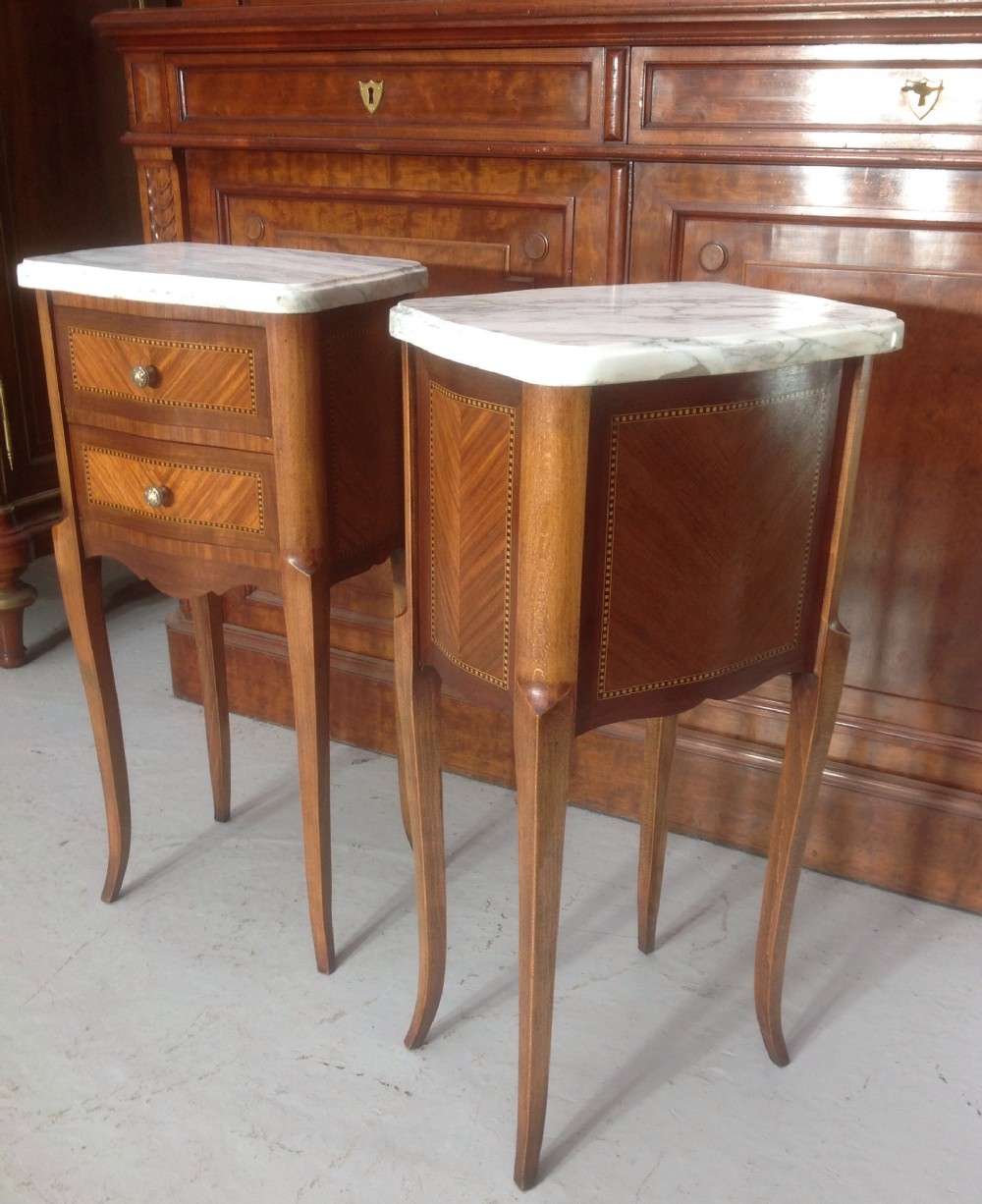 PAIR OF INLAID FRENCH BEDSIDE CABINETS View IV