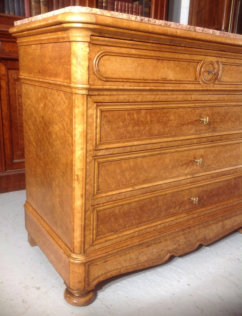 STUNNING BURR WALNUT FRENCH SECRETAIRE COMMODE  View III