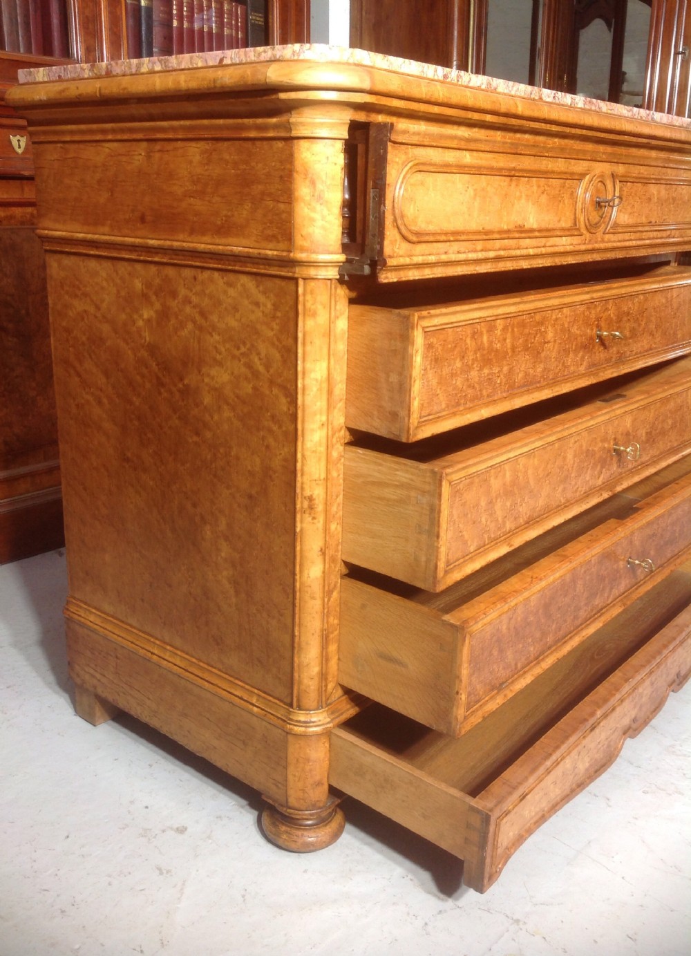 STUNNING BURR WALNUT FRENCH SECRETAIRE COMMODE  View X