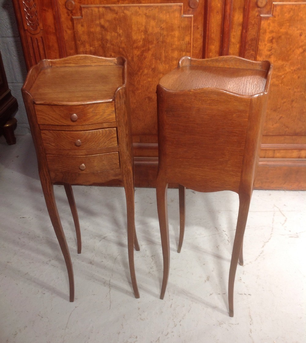 SLIM PAIR OF FRENCH OAK BEDSIDE CABINETS View III