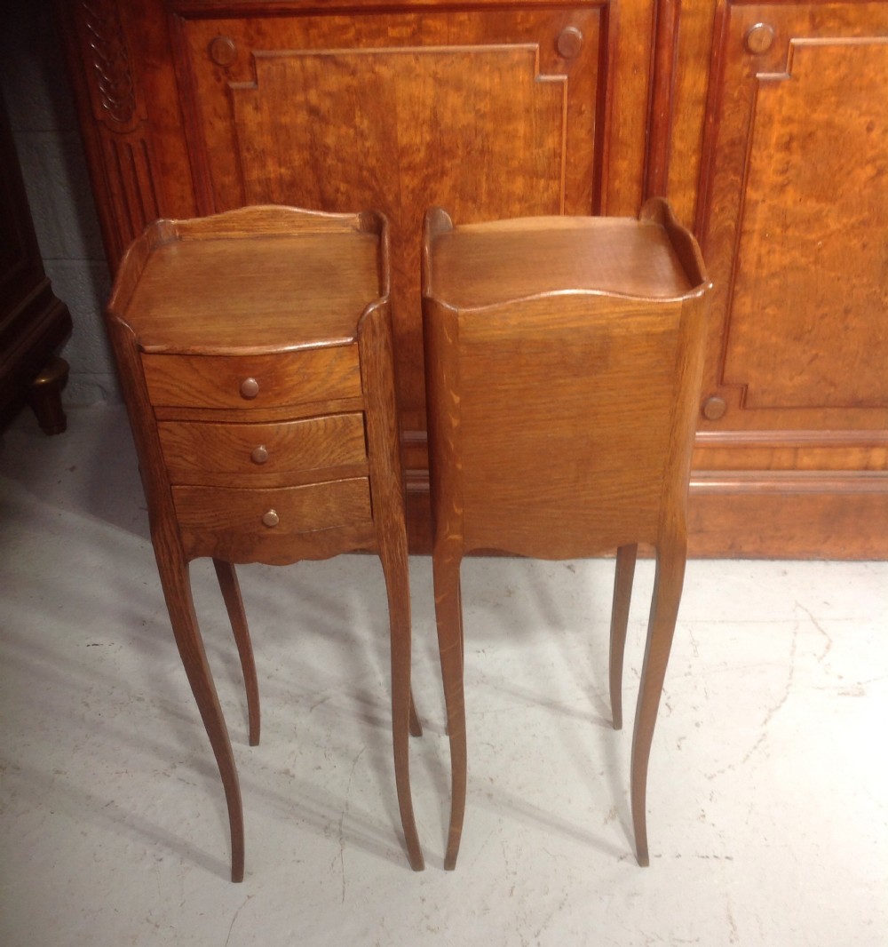 SLIM PAIR OF FRENCH OAK BEDSIDE CABINETS View IV