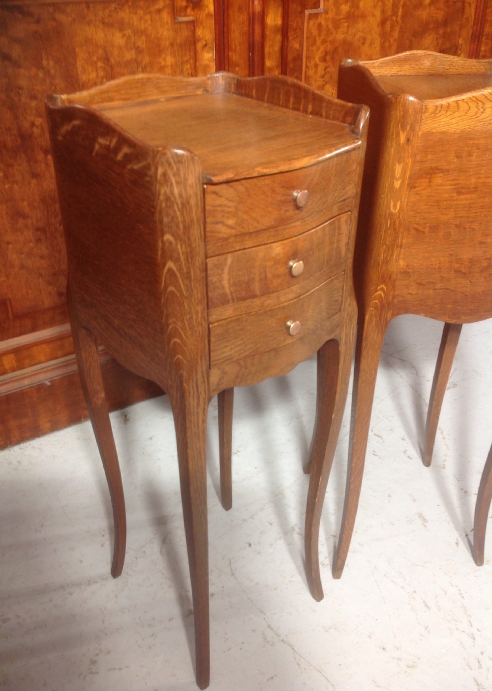 SLIM PAIR OF FRENCH OAK BEDSIDE CABINETS View VI