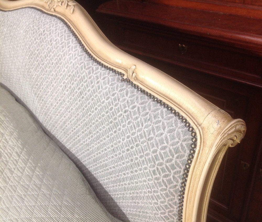 FRENCH UPHOLSTERED PAINTED SLEIGH BED  View IV