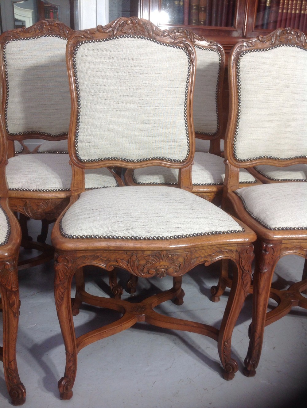SET OF 12 FRENCH OAK CHAIRS View II