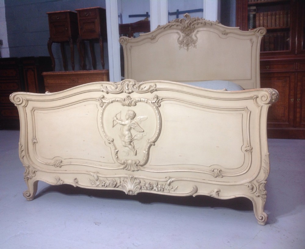 STUNNING FRENCH CARVED SUPER KING SIZE IN ORIGINAL PAINT. View II