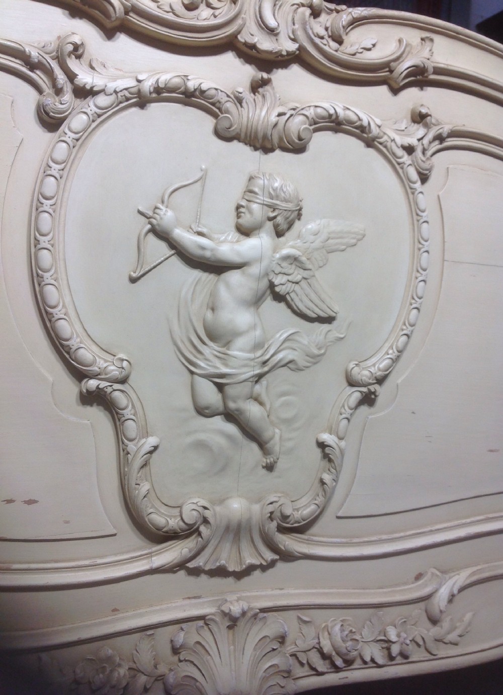 STUNNING FRENCH CARVED SUPER KING SIZE IN ORIGINAL PAINT. View VIII
