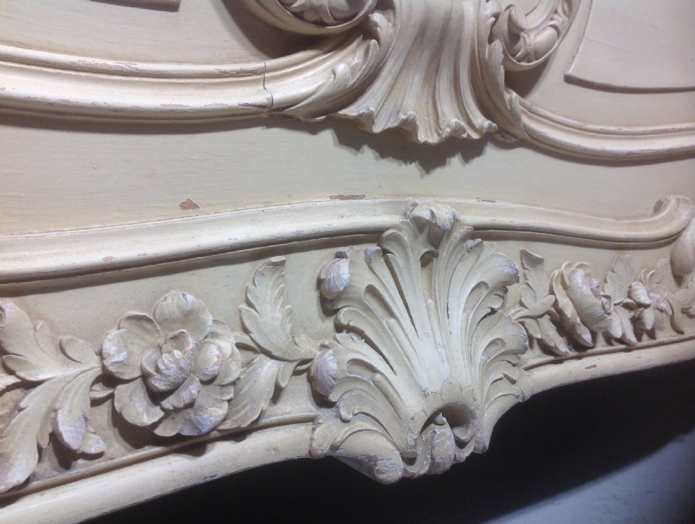 STUNNING FRENCH CARVED SUPER KING SIZE IN ORIGINAL PAINT. View X