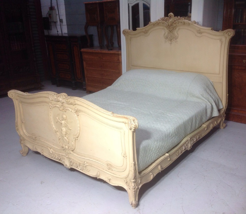 STUNNING FRENCH CARVED SUPER KING SIZE IN ORIGINAL PAINT. View XIV