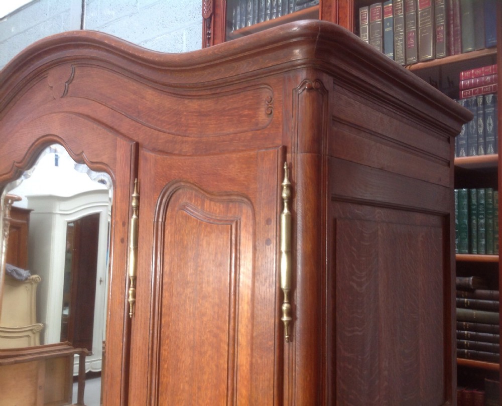 SOLID OAK TRIPLE FRENCH ARMOIRE View II