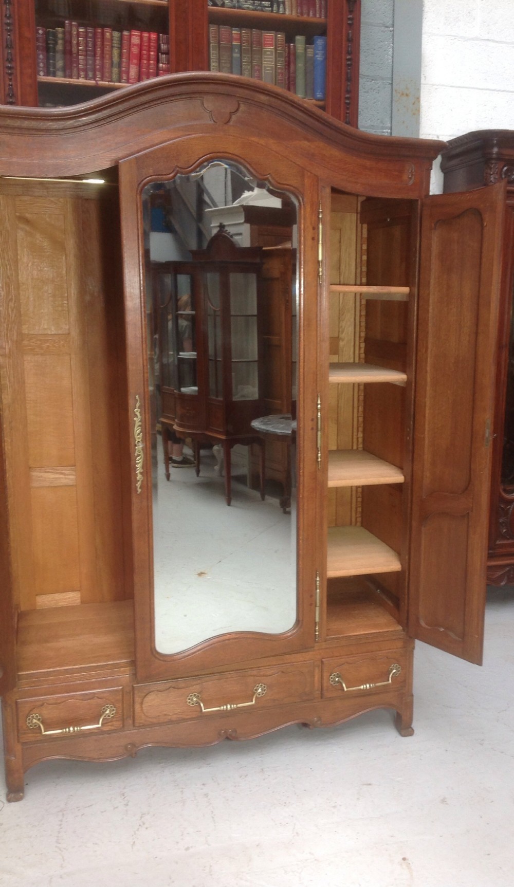 SOLID OAK TRIPLE FRENCH ARMOIRE View IV