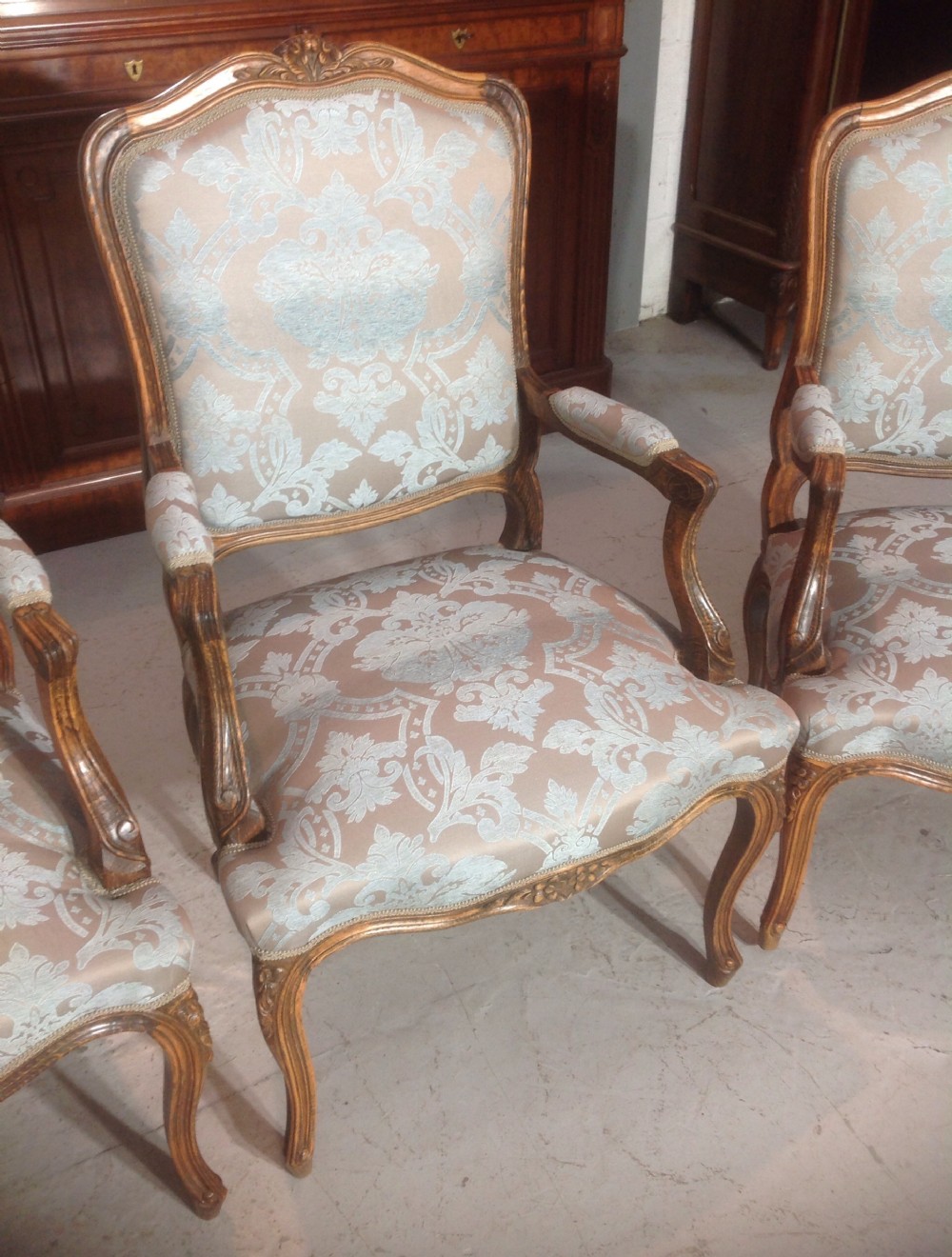 SET OF 4 CARVED WALNUT CHAIRS View II