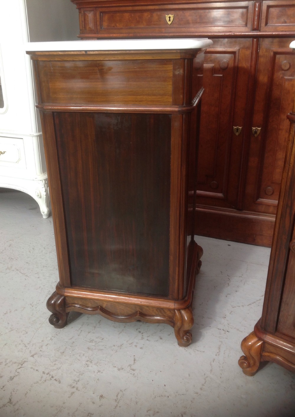 PAIR OF FRENCH WALNUT BEDSIDE CABINETS View VI