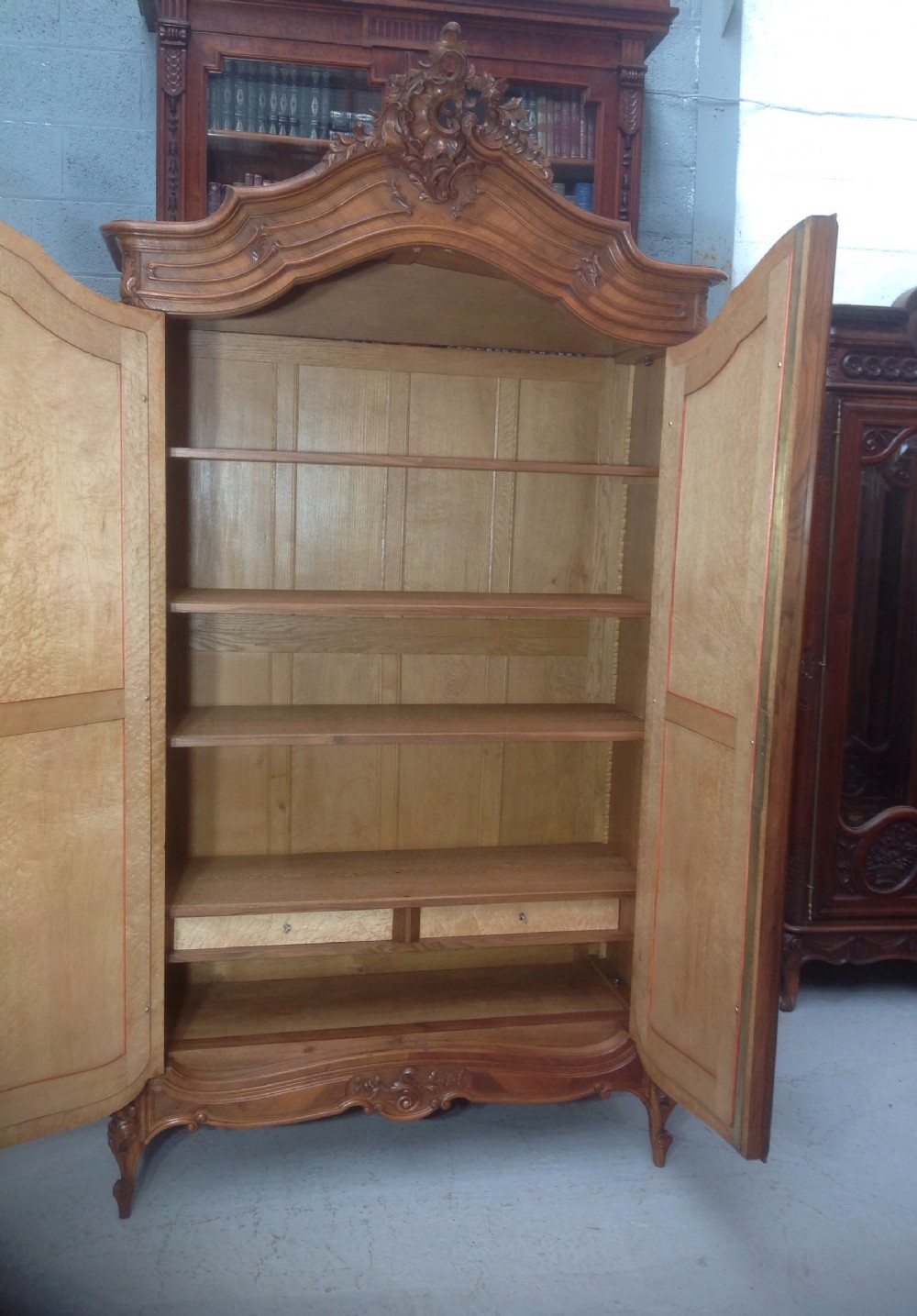 FRENCH WALNUT CARVED ARMOIRE View X