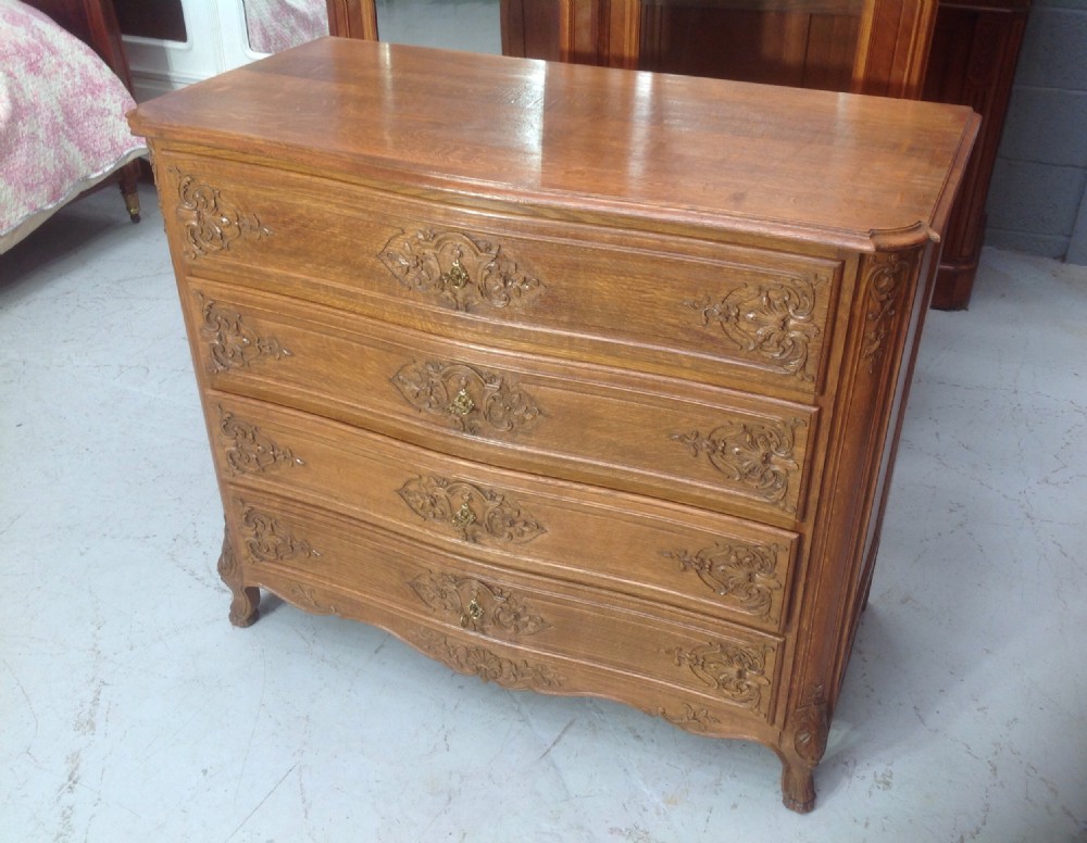 large carved oak french chest - CATEGORY: ANTIQUE CHEST OF DRAWERS - DATED 1920