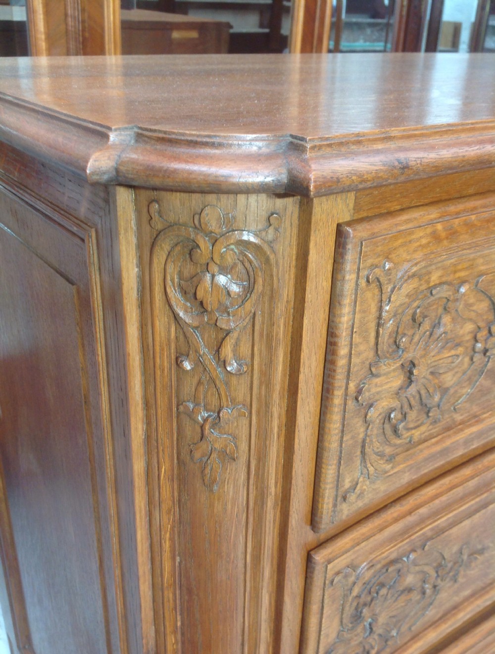 LARGE CARVED OAK FRENCH CHEST View II