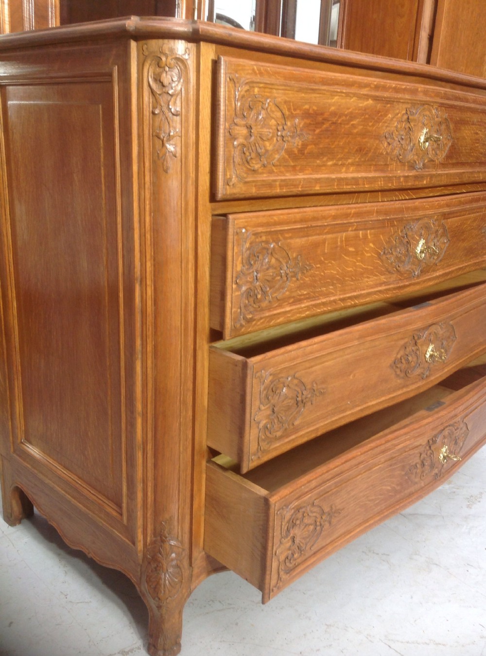 LARGE CARVED OAK FRENCH CHEST View V