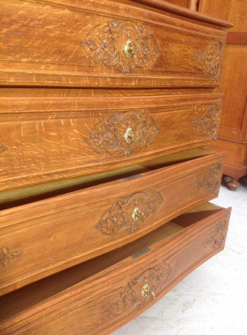 LARGE CARVED OAK FRENCH CHEST View VI