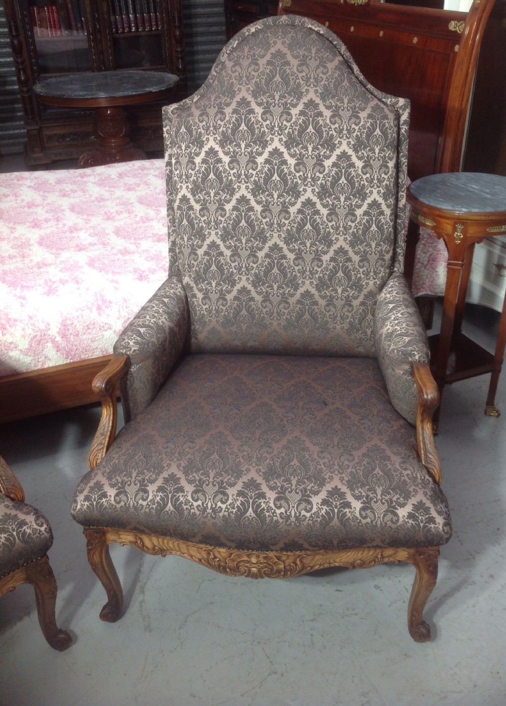 MAGNIFICENT OVERSIZE PAIR OF FRENCH FAUTEUILS  View III