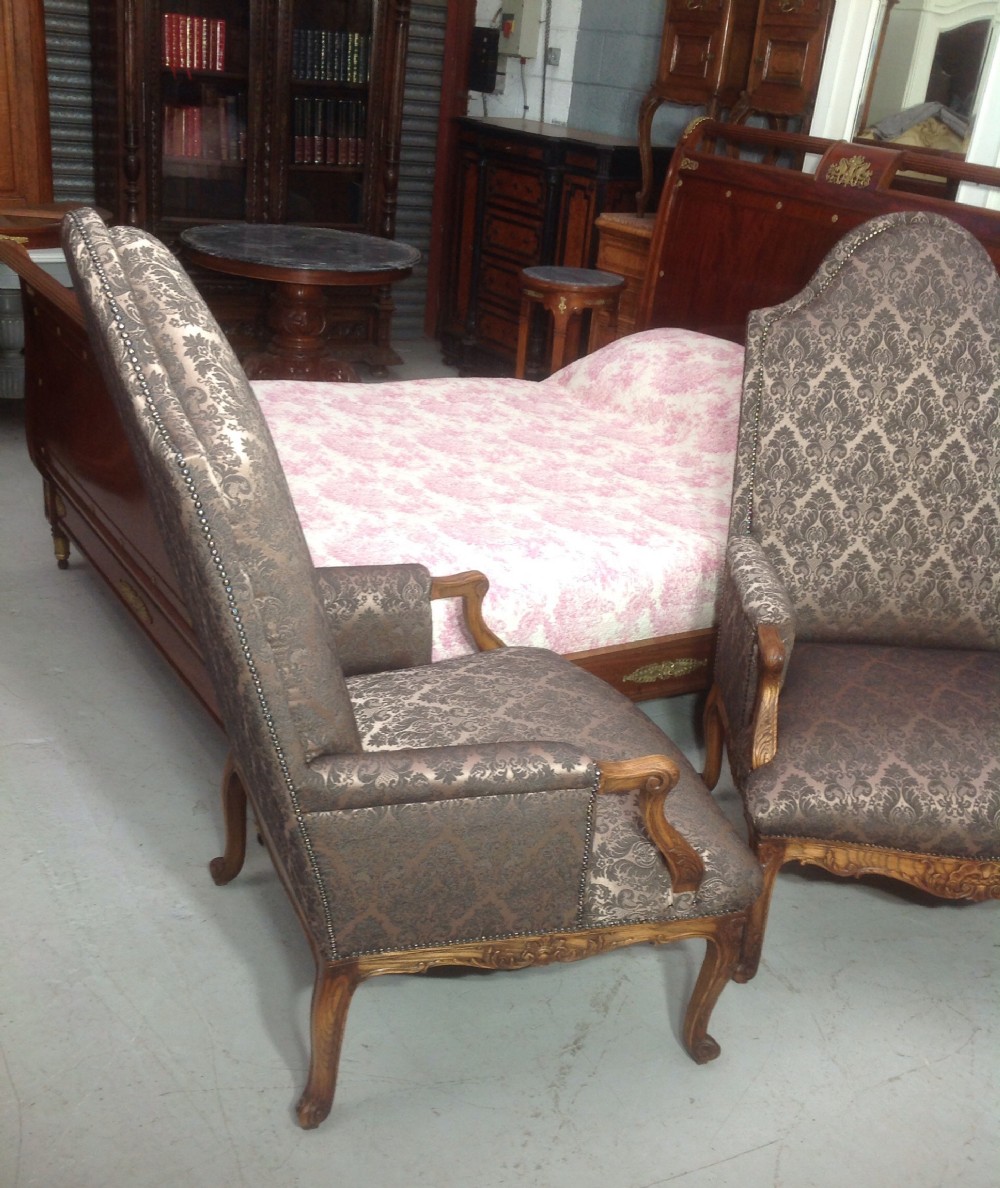 MAGNIFICENT OVERSIZE PAIR OF FRENCH FAUTEUILS  View V