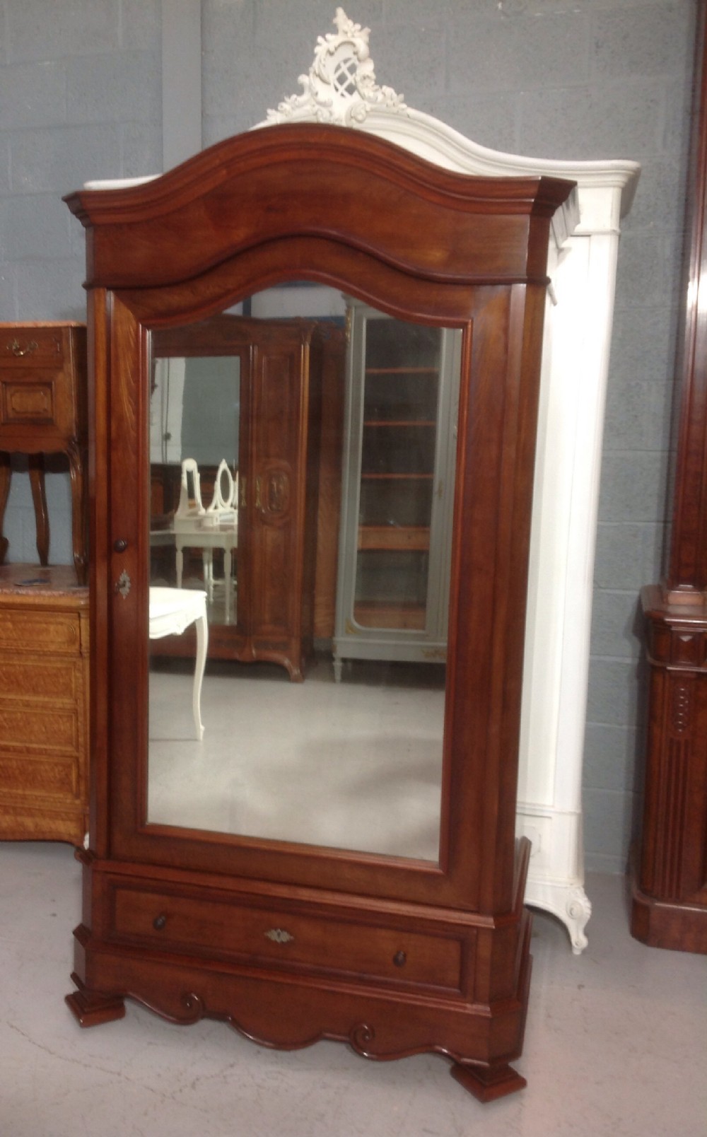 SINGLE DOOR FRENCH MAHOGANY ARMOIRE View II