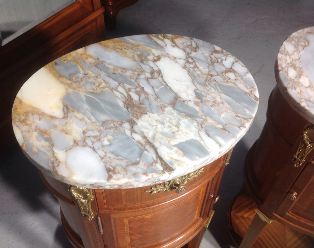 STUNNING PAIR OF FRENCH INLAID BEDSIDE CABINETS View X