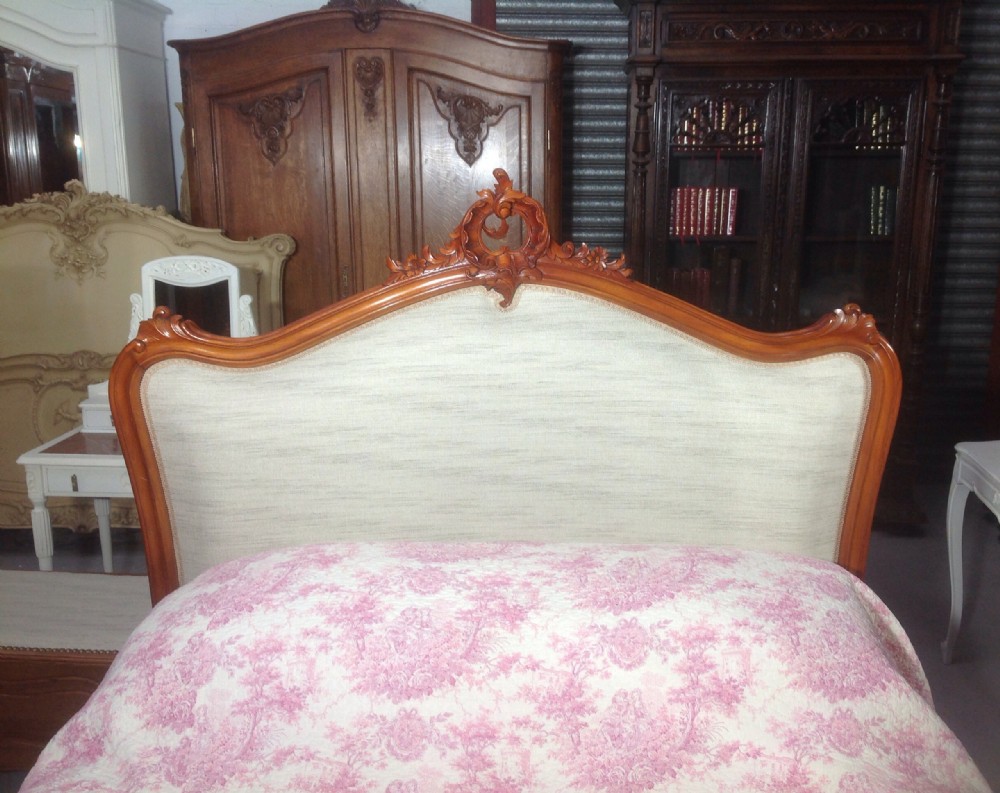 FRENCH KINGSIZE UPHOLSTERED MAHOGANY BED View III