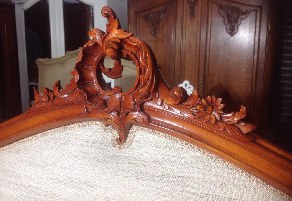 FRENCH KINGSIZE UPHOLSTERED MAHOGANY BED View IV