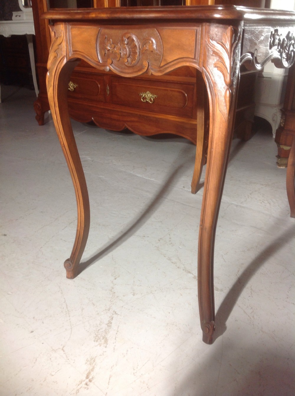 FRENCH CARVED WALNUT SIDE TABLE View V