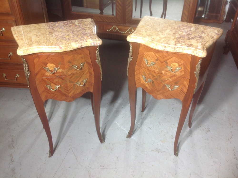 PAIR OF FRENCH INLAID BEDSIDE CABINETS