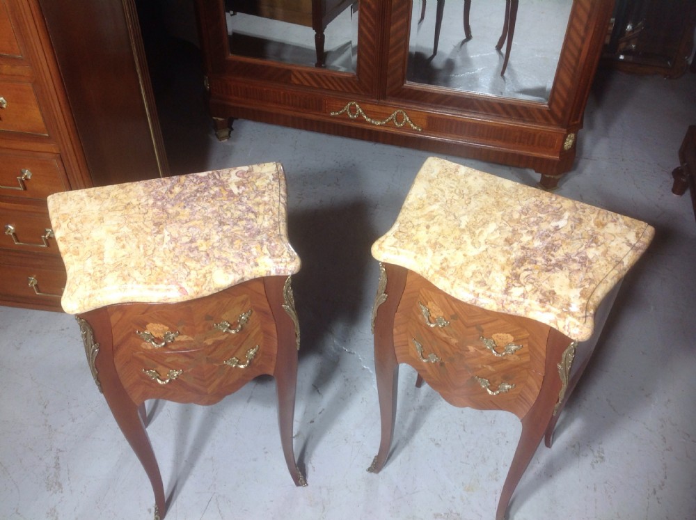 PAIR OF FRENCH INLAID BEDSIDE CABINETS View II