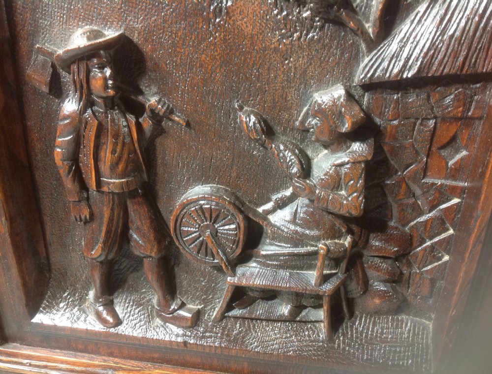 CARVED OAK FRENCH BRETON BED View II