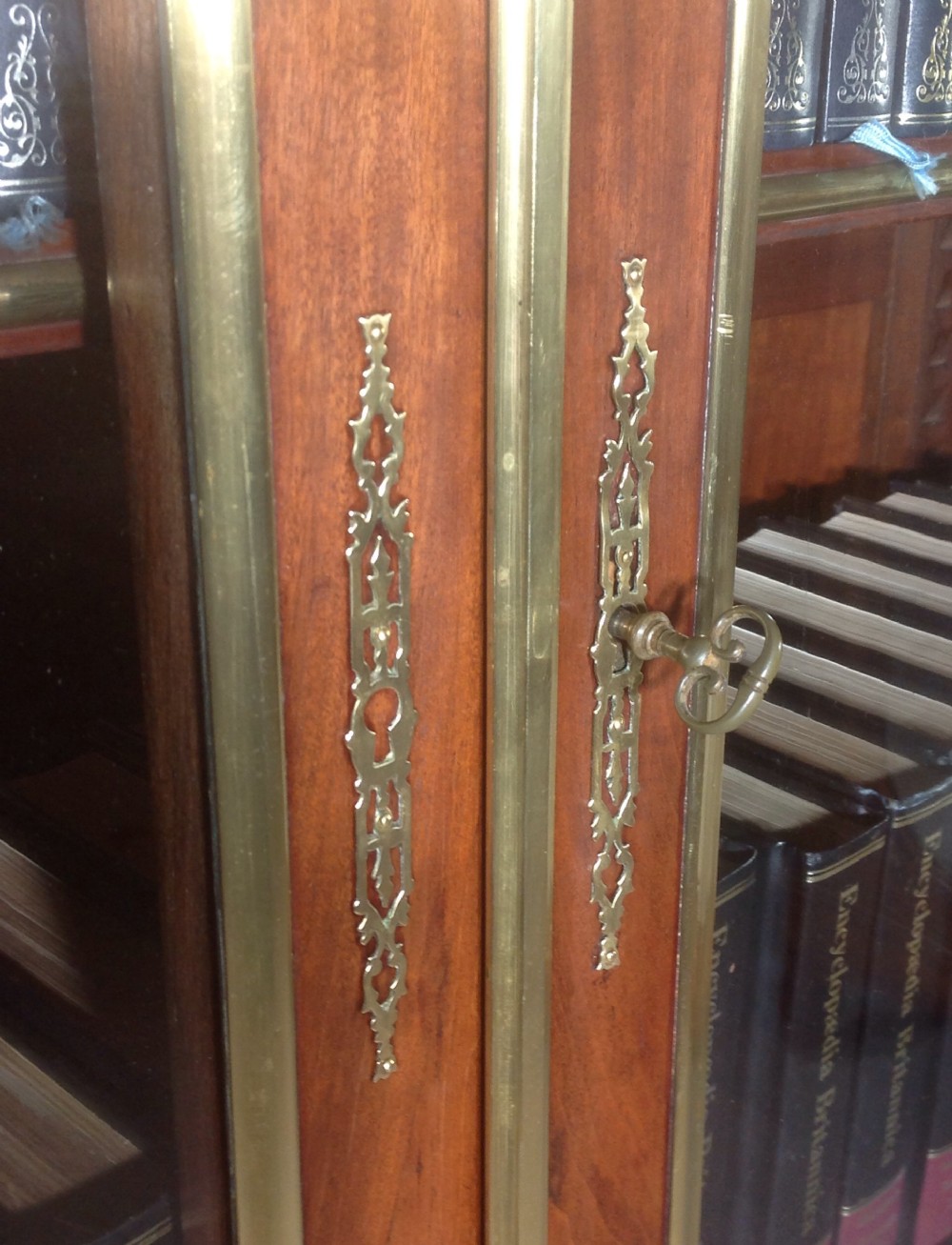 INLAID BRASS AND MAHOGANY FRENCH BOOKCASE View VIII