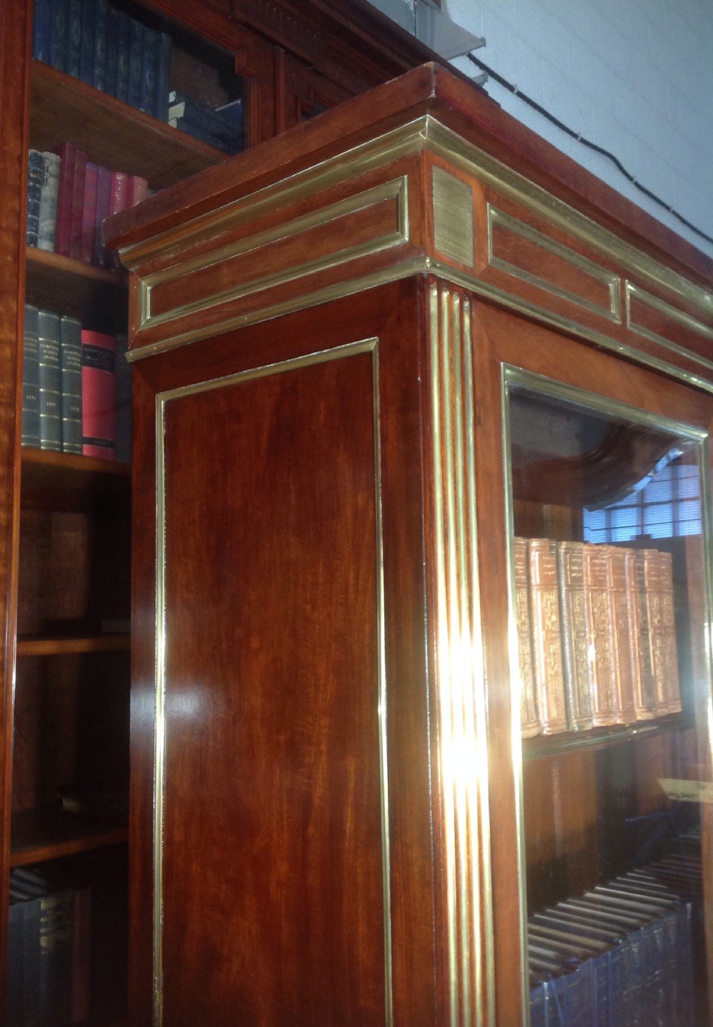 INLAID BRASS AND MAHOGANY FRENCH BOOKCASE View IX