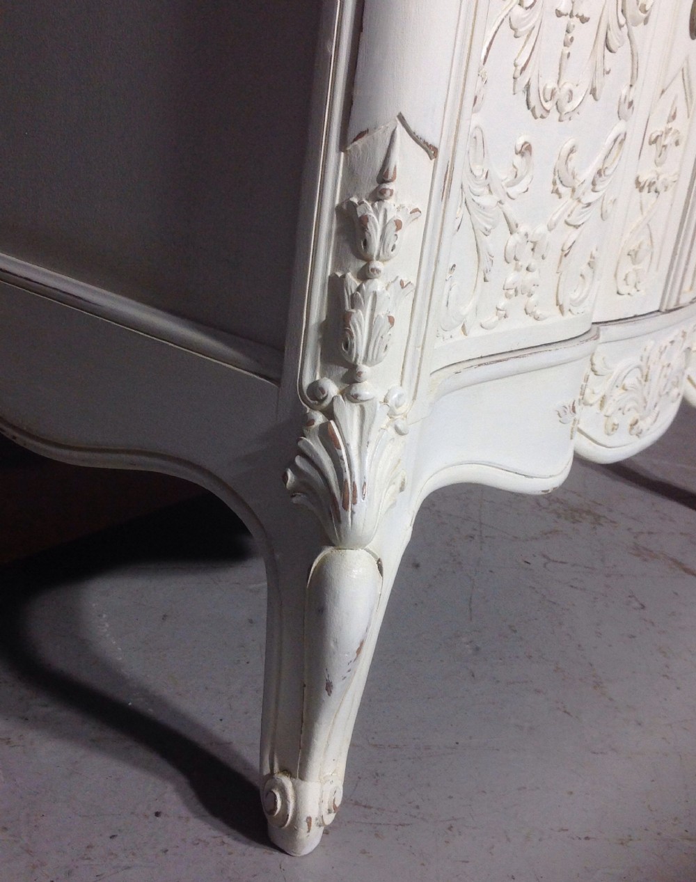 PAINTED FRENCH CARVED CABINET View V