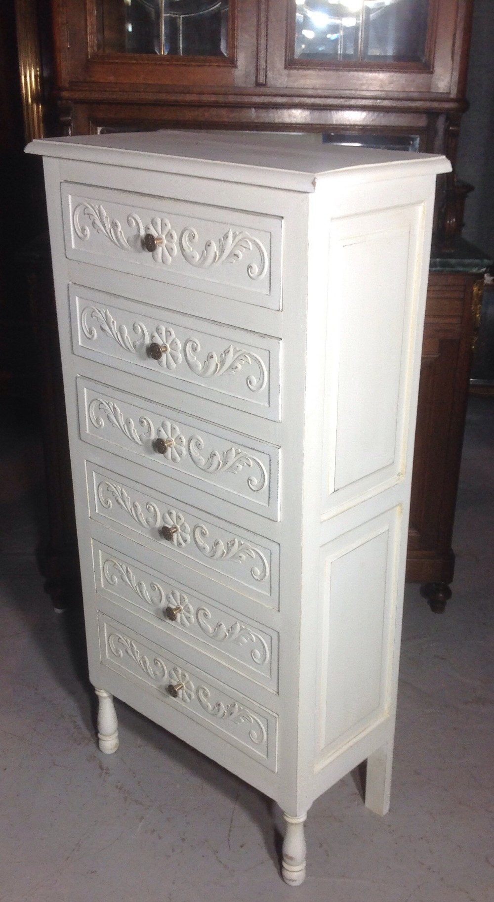 PAINTED FRENCH CARVED OAK CHEST View IV