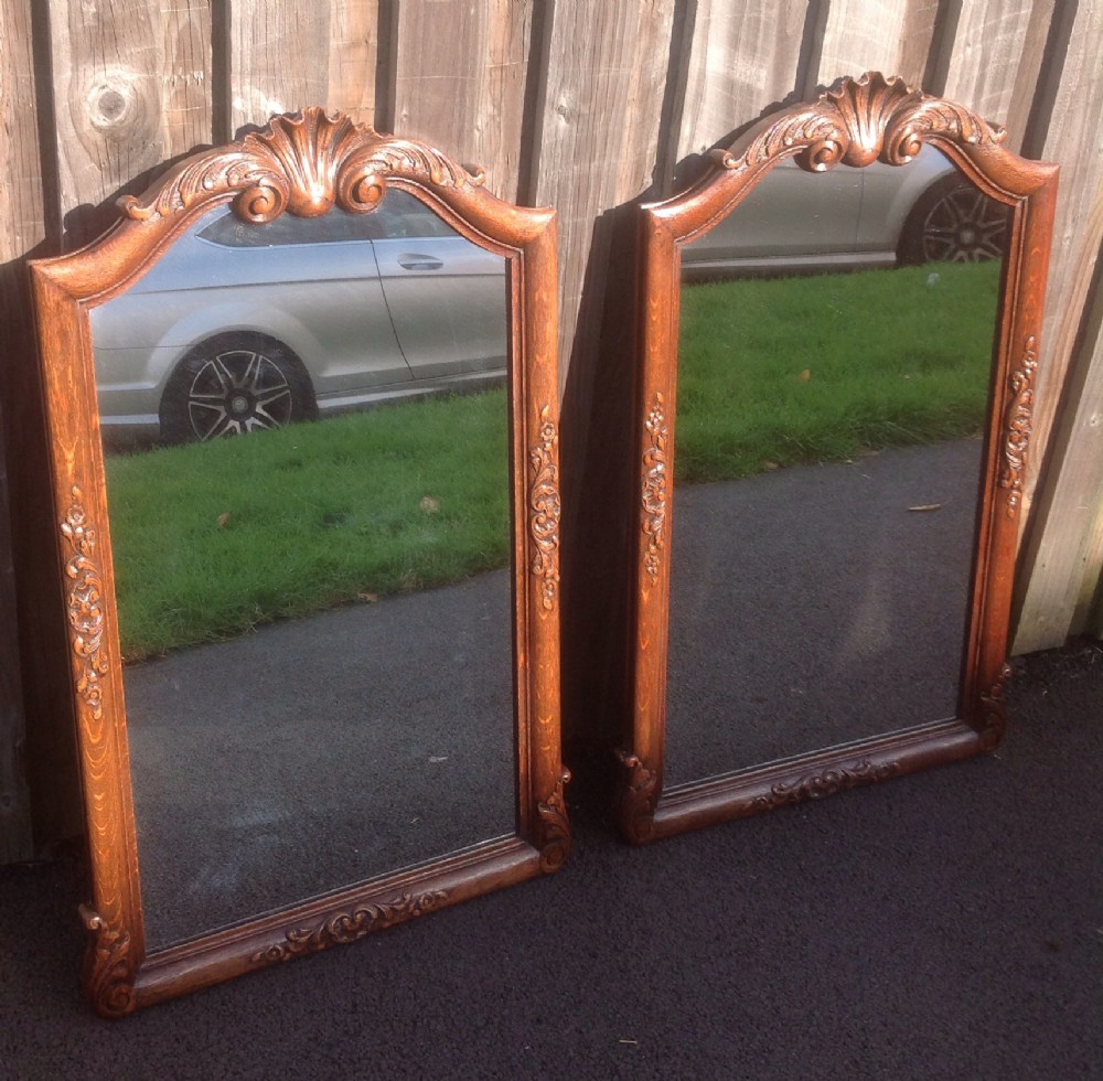 pair of carved oak french wall mirrors - CATEGORY: ANTIQUE MIRRORS - DATED 1920