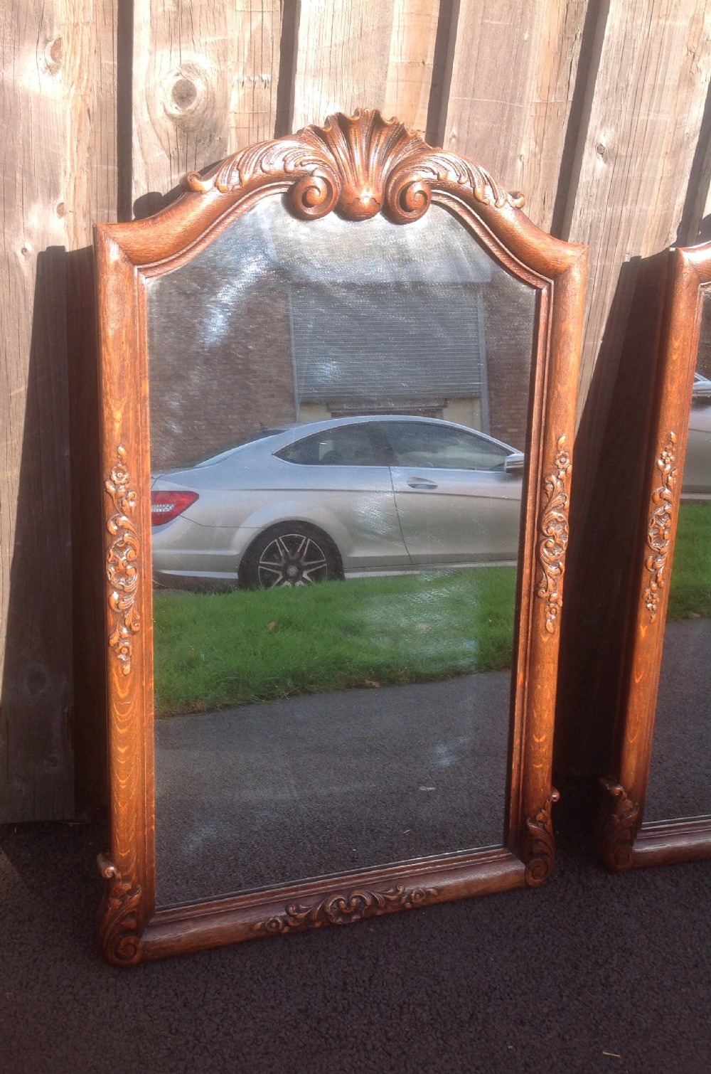 PAIR OF CARVED OAK FRENCH WALL MIRRORS View II