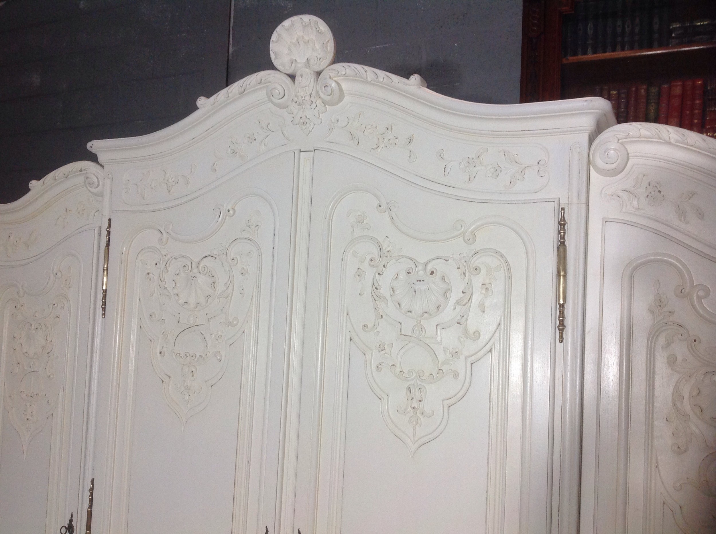 LARGE PAINTED CARVED FRENCH ARMOIRE View II