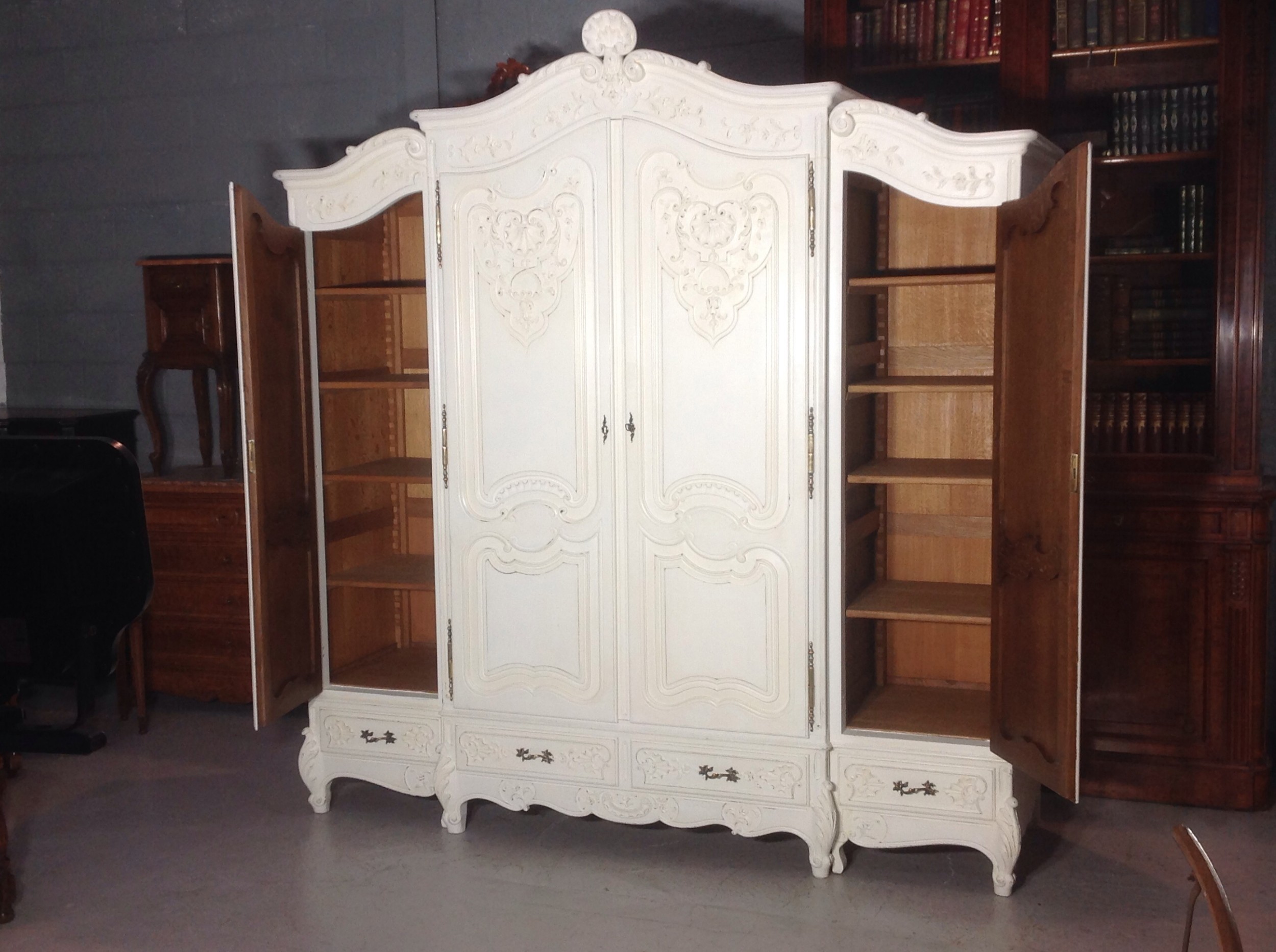 LARGE PAINTED CARVED FRENCH ARMOIRE View VII