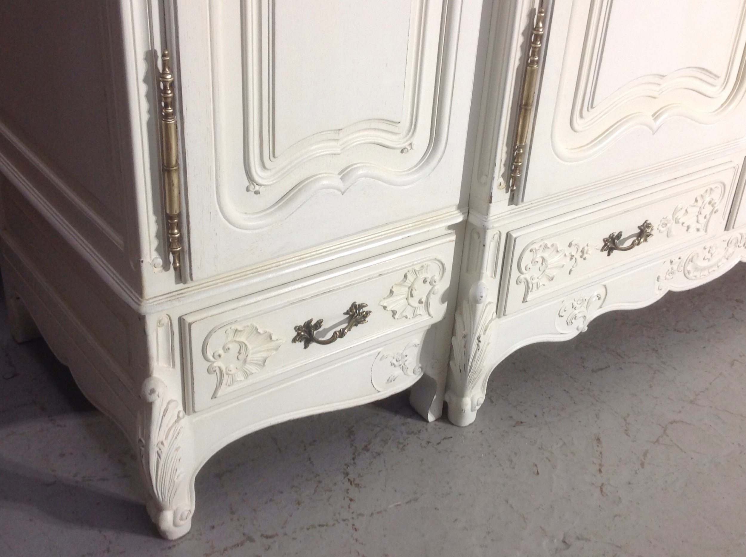 LARGE PAINTED CARVED FRENCH ARMOIRE View IX