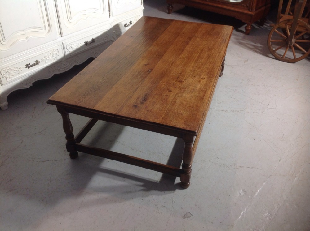 LARGE OAK FRENCH COFFEE TABLE