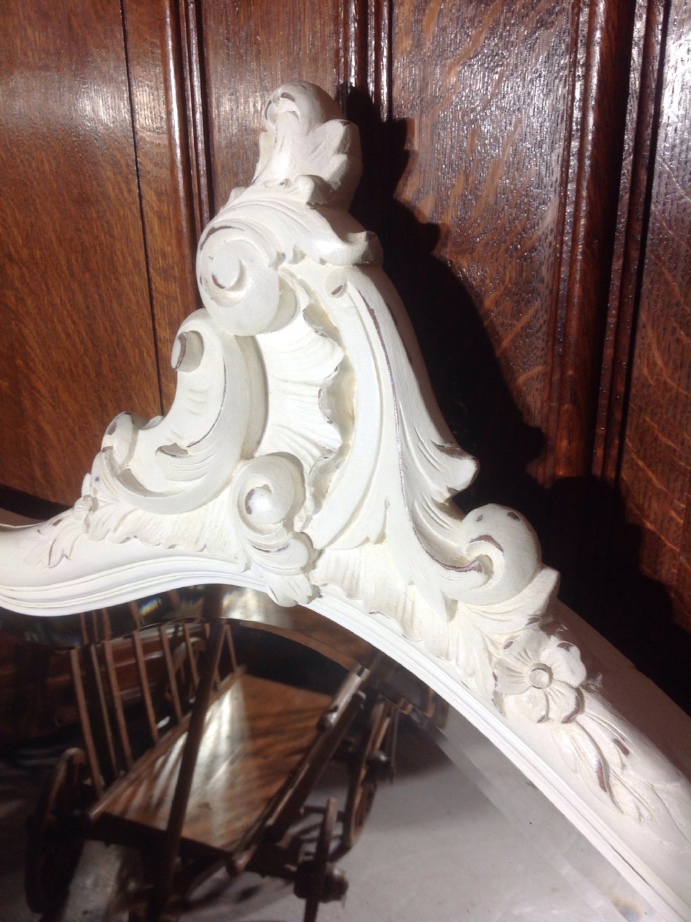 PAINTED CARVED FRENCH WALL MIRROR View II