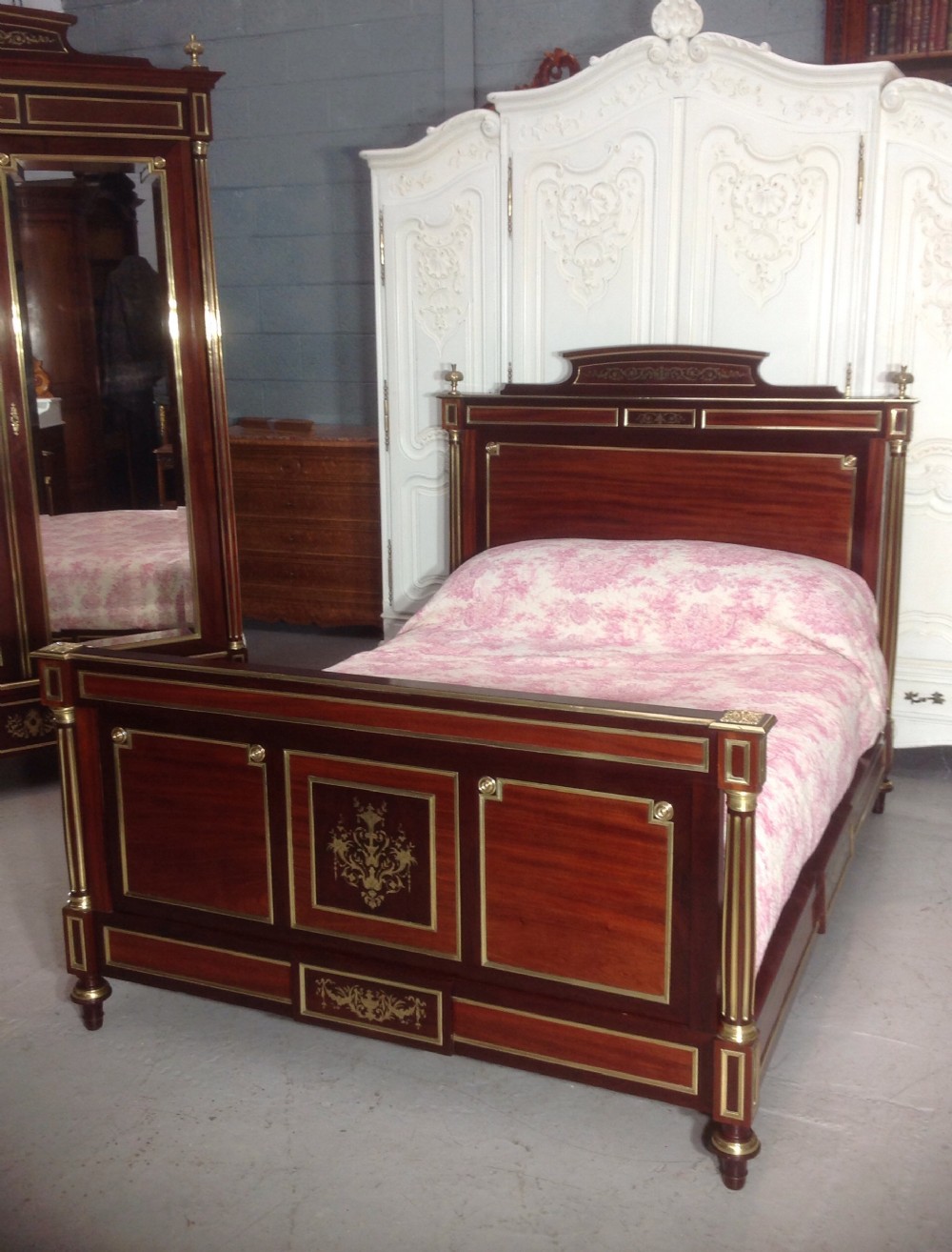 FRENCH BRASS AND MAHOGANY BED BY PARIS MAKER View II