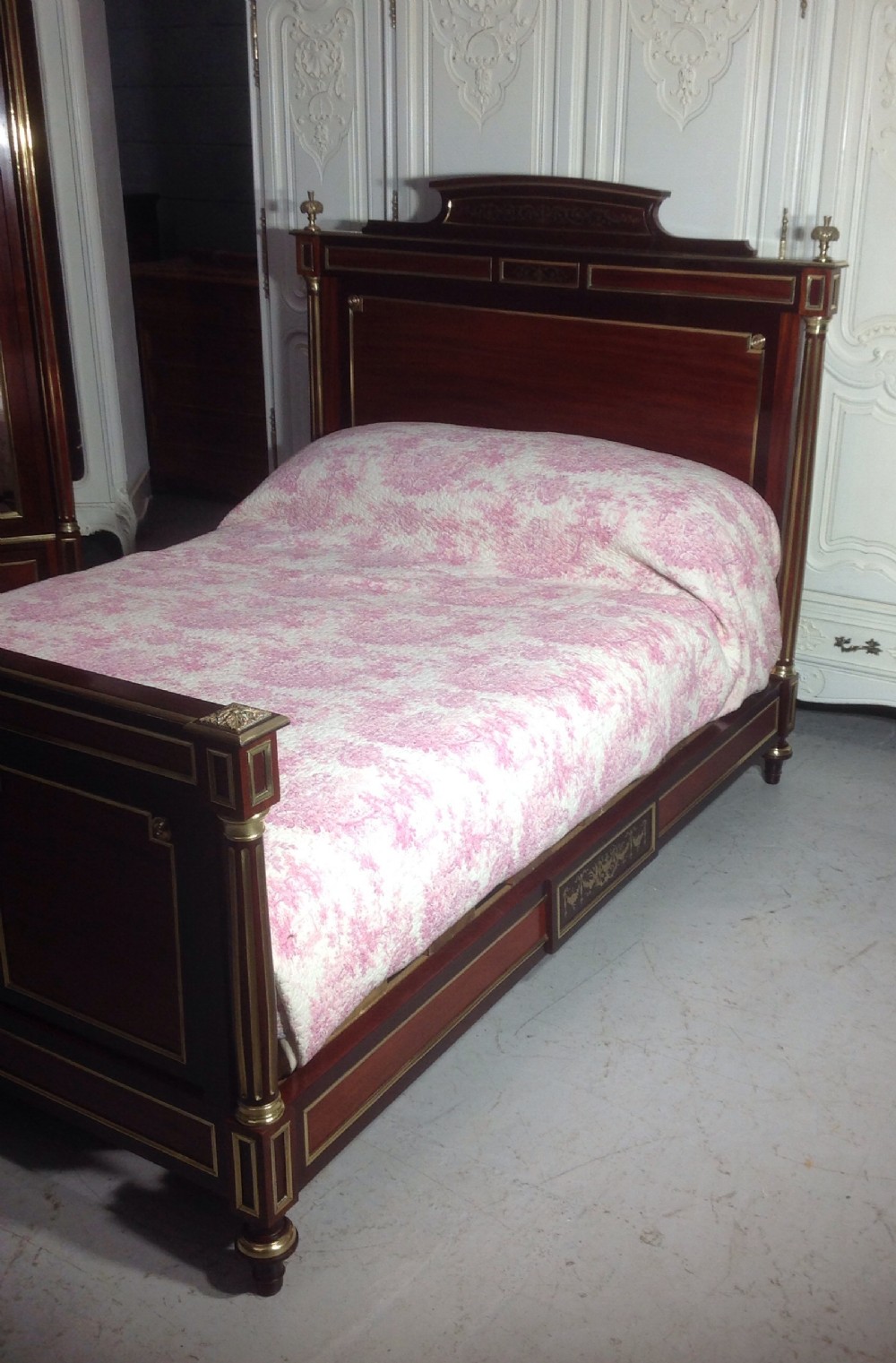 FRENCH BRASS AND MAHOGANY BED BY PARIS MAKER View XVI